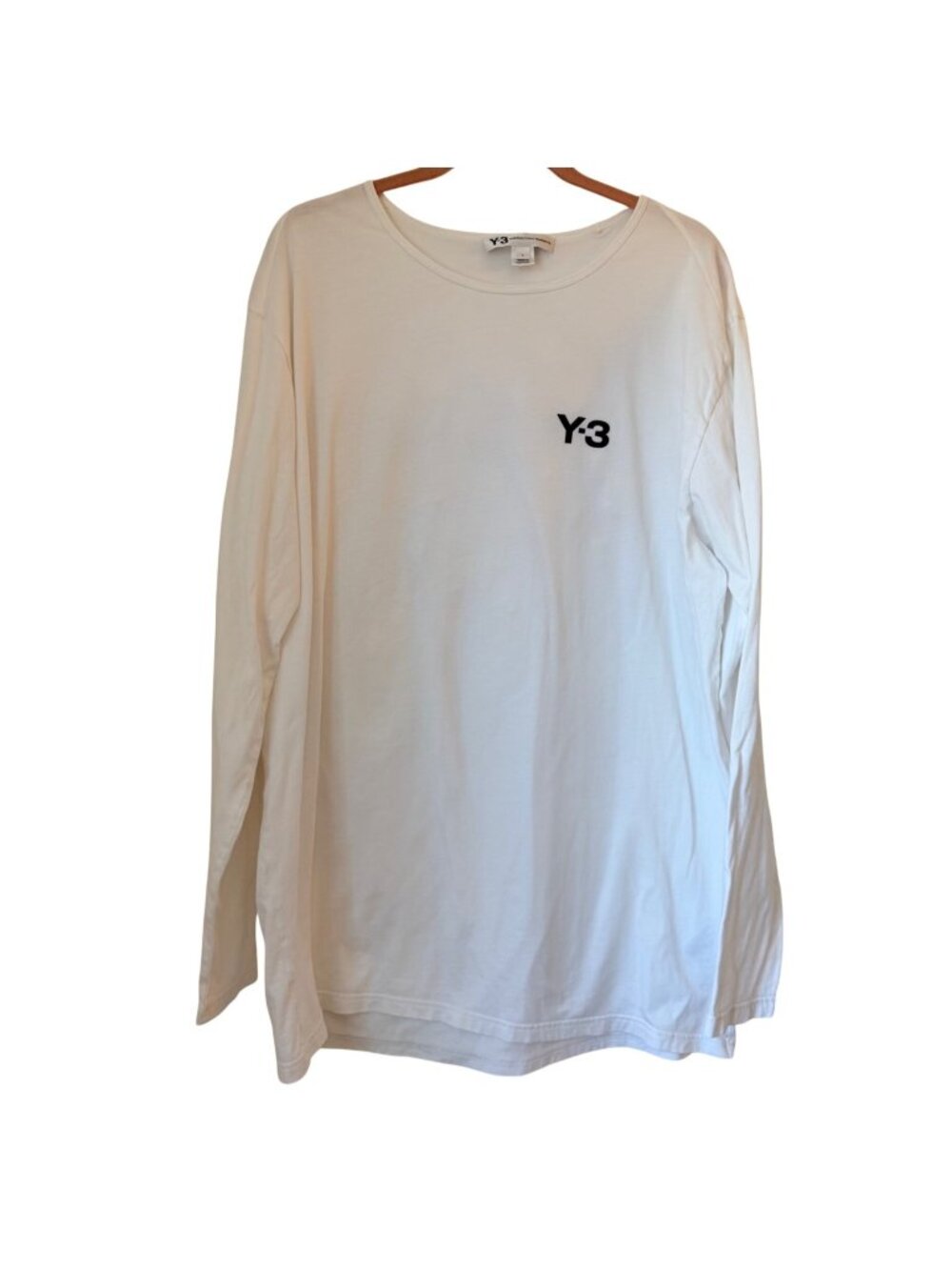 Y-3 Adidas Yohji Yamamoto White Long Sleeve Organic Cotton Tee With Minimal Fron